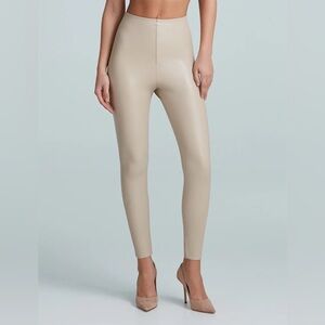 Commando High-Rise Faux Leather Leggings — Beige